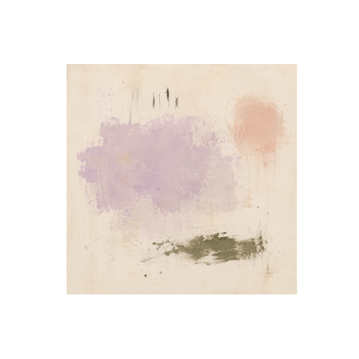 Lavender Haze, an abstract artwork in lavender, peach and green